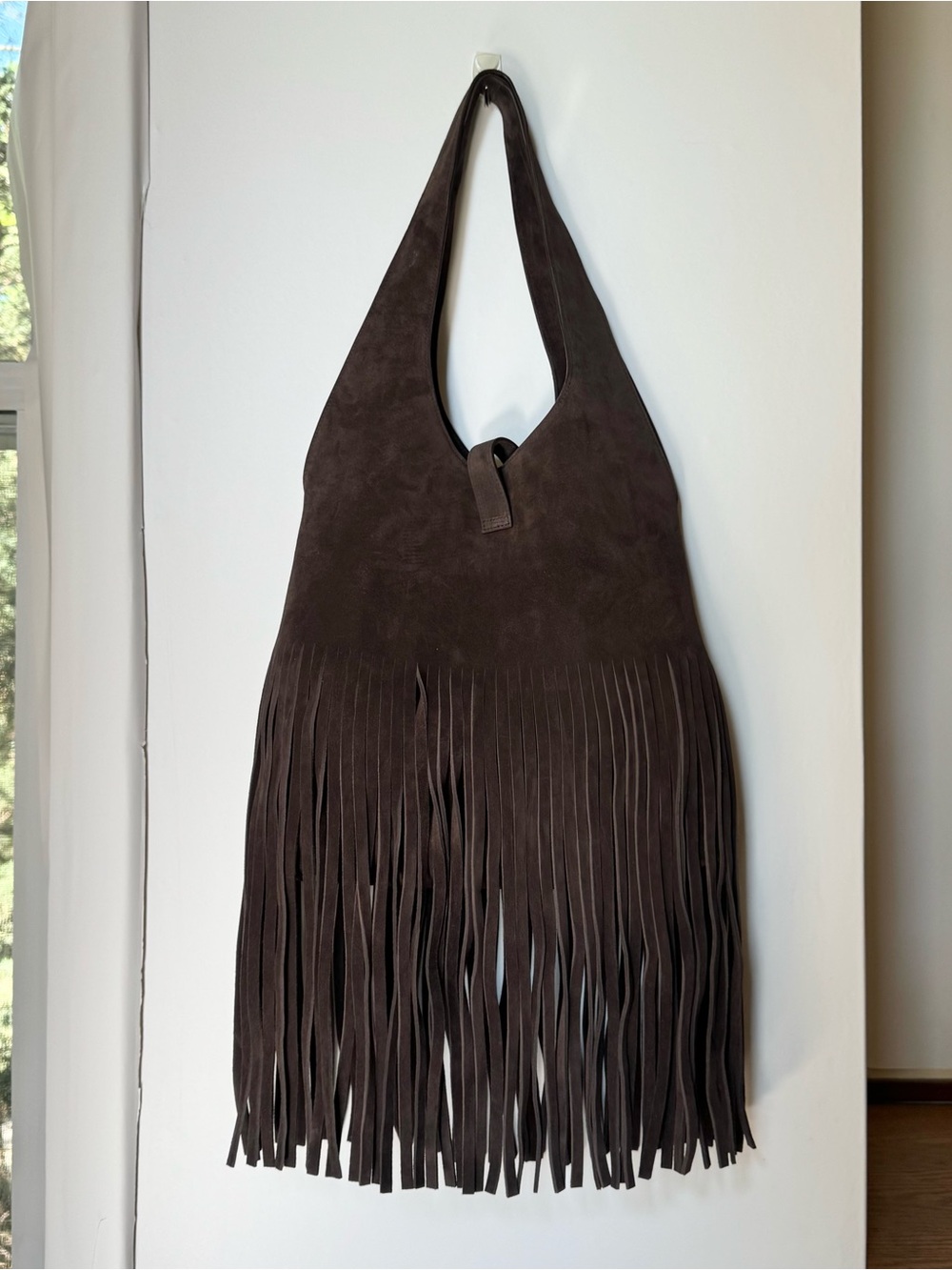 NWT Reformation Ivy Fringe Tote Bag Boss Brown Suede - Picture 10 of 17
